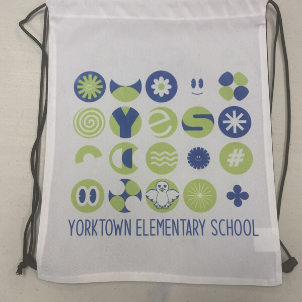 12" x 15 3/4" White/Black Cinch Bag Thumbnail